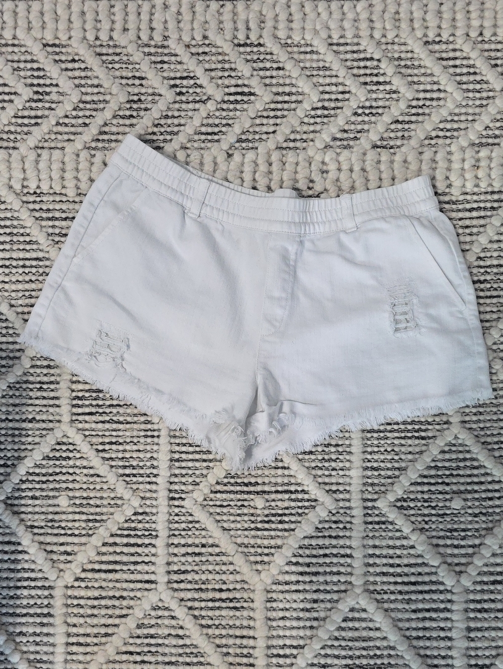 aerie White Distressed Denim Jean Shorts